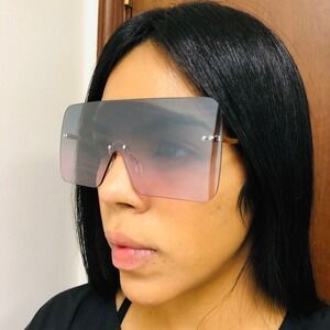 Shield XXL Sunglasses Oversized Rimless Gradient Lens Fashion Women Lentes Gafas